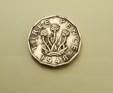 1948 George VI UK 12-sided Brass Thruppence