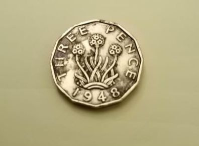 1948 George VI UK 12-sided Brass Thruppence