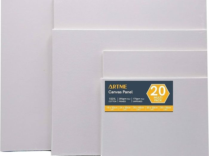20pcs Canvas Panels (15x20-4pk, 24x30-4pk, 30x40-4pk, 20x20-4pk, 30x30-4pk) 3mm Blank Artist Canvas Board