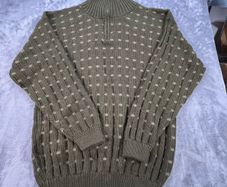 Vintage Mariatex 100% Alpaca Wool Jumper Mens M/L Peru Quarter Zip Olive