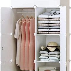 8-Cube Clothes Closet, Plastic Wardrobe with Doors & 1 Hanger, Modular Storage Organizer, Deeper Cubes for Larger Space
