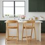 Nordic Oak Embrace Bar Stool with Curved Backrest and Armrests Image 3