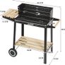 Trolley Barbecue with Warming Rack & Rotisserie Spit for Outdoor Garden Camping Patio Image 2