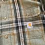 Carhartt Relaxed Fit Flannel Sherpa Lined Shirt Jac Mens Large Green Button Snap Image 2