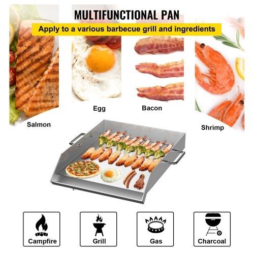Square Grill Plate 16 x 18 Inch Stainless Steel Griddle Flat Top Grill Tripple Burner Stove Griddle