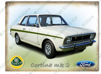 Ford Cortina mk 2 Lotus classic car tin metal sign