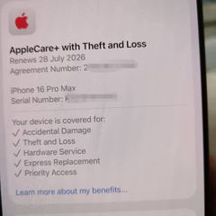 iphone 16 pro max with apple theft and care+