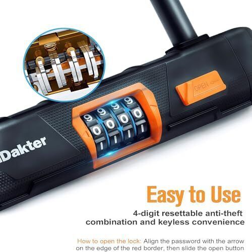 Combo Bike d Lock, Heavy Duty Combination d Locks for Bicycles with 5Ft Steel Cable, 14.6mm Shackle High Security Bike Lock, Large Bike U Lock for Ebike, Electric Bike, Scooter, Motorcycle