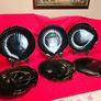 Arcoroc France Coquillage Black Amethyst Glass Serving Plate Scallop Sea Shell Image 2
