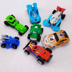 Lot of 7 Mini cars from Kinder Surprise eggs including Takara Blue Dune Buggy Penny Pull Back Racer