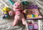 Fisher price music bear and talking bag!+phones!