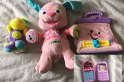 Fisher price music bear and talking bag!+phones!