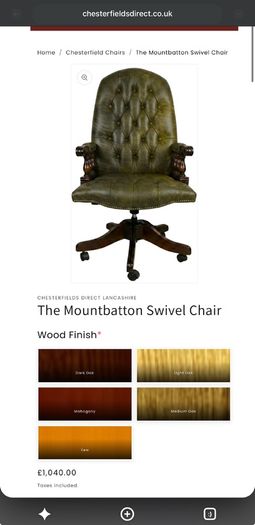 Beautiful Chesterfield Mountbatten Captain executive swivel chair