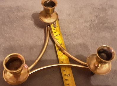 bright brass three candle holder