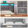 King Size Bed Frame with LED Lights & Charging Station Upholstered Storage Headboard/Under Bed Storage Image 6
