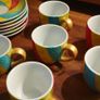 Vibrant Hand-Painted Espresso Cup & Saucer Set (6-Piece) Image 3