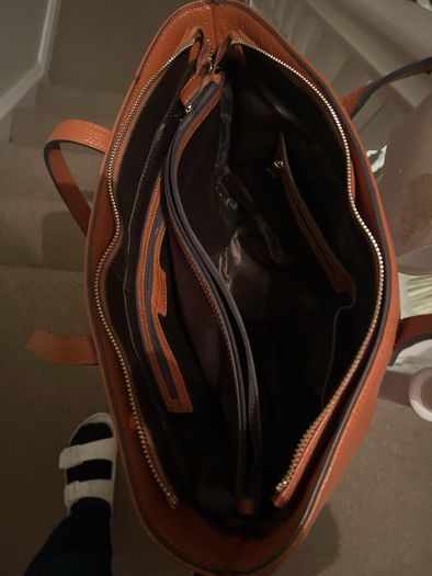 brown leather bag