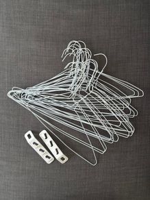 Bundle of white wire clothes hangers