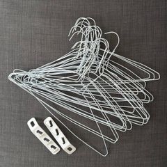 Bundle of white wire clothes hangers