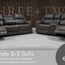 New Sofas 3+2 Grey Fabric Nando Sets Image 2