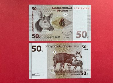 Congo . D . R .  50 Centimes  1997  ( Uncirculated ). Pick 84a.