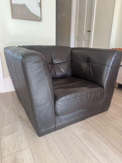 Brown Italian Leather 3+1+1 Sofa Suite
