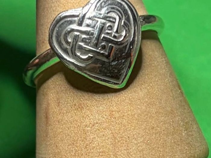 Handmade sterling silver Celtic heart ring. Size Q