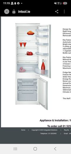 neff integrated fridge freezer