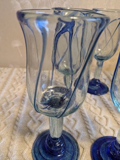 Hand blown rustic style wine glasses set of 6