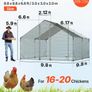 Large Metal Chicken Coop 3 x 3 x 2 m  Walk-in Chicken Run House with Waterproof Cover and Sturdy Frame Image 2