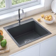 Handmade Kitchen Sink with Strainer Black Stainless Steel