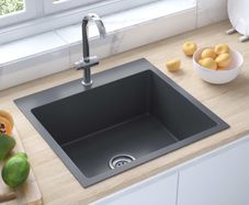 Handmade Kitchen Sink with Faucet Hole Black Stainless Steel