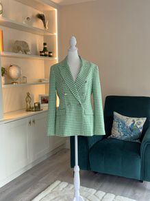 Brand-new Green and White Double-breasted Savida