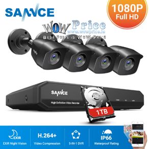 SANNCE 8CH 1TB HD CCTV System Output DVR Security Cameras IR night Waterproof Surveillance
