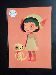 A4 Size little Girl Alien Print, wall art