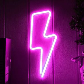 Signs for Bedroom, LED Lightning Neon Sign, Lightning Bolt Wall Decorative Neon Sign, Battery or USB Operated Light Up Neon Sign, Lightning Bolt Neon Lights for Bedroom