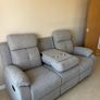 Hailey Biege & Slate Grey Fabric Recliner Sofa Set Image 4