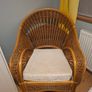 Vintage Wicker Armchair with Cream Cushion Image 4