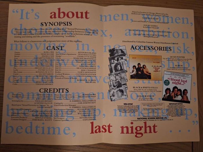 1986 About Last Night Press Kit
