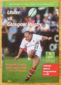 2002 Ulster v Glasgow Rugby Programme