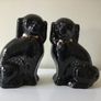 Antique Sadler  black Mantle dogs with glass eyes Image 3