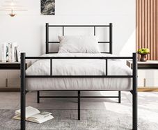 3ft Single Bed Frame with Headboard,Solid Slatted Bed Base