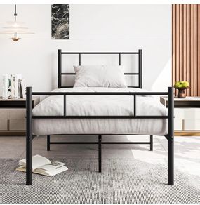 3ft Single Bed Frame with Headboard,Solid Slatted Bed Base