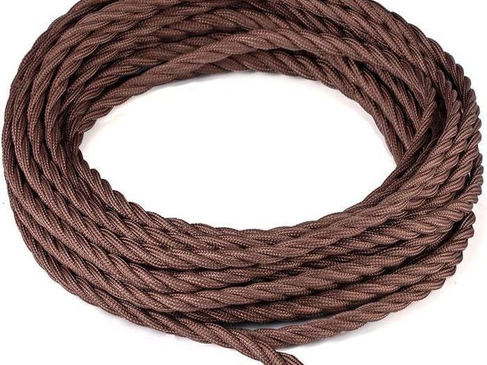 10 Meters 3 Core Brown Braided Electrical Cable Licperron Vintage Antique Cloth Covered Fabric Twisted Electrical Wire for DIY Industrial Pendant Light, VDE Certification