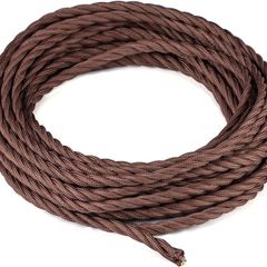 10 Meters 3 Core Brown Braided Electrical Cable Licperron Vintage Antique Cloth Covered Fabric Twisted Electrical Wire for DIY Industrial Pendant Light, VDE Certification