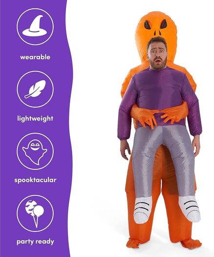 Carry Me Alien Inflatable Adult Costume, Funny Scary Blow Up Fancy Dress Suit for Halloween Party (FREE SHIPPING)