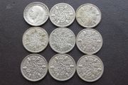 Great Britain. George V. 9 Silver@6 pence Run of the years (1928-1936)
