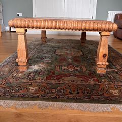 Solid Pine Rustic Carved Coffee Table