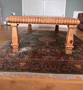 Solid Pine Rustic Carved Coffee Table
