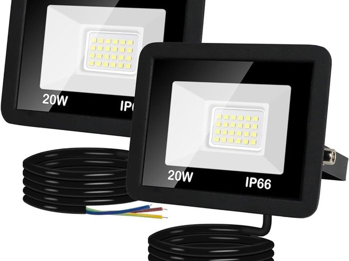 NEW SALE | 20W LED Floodlight Outdoor, 2000LM Super Bright LED Security Lights IP66 Waterproof, 6000K Daylight White Outdoor LED Flood Lights with 1M Wire for Garden, Garage, Backyard, Pack of 2